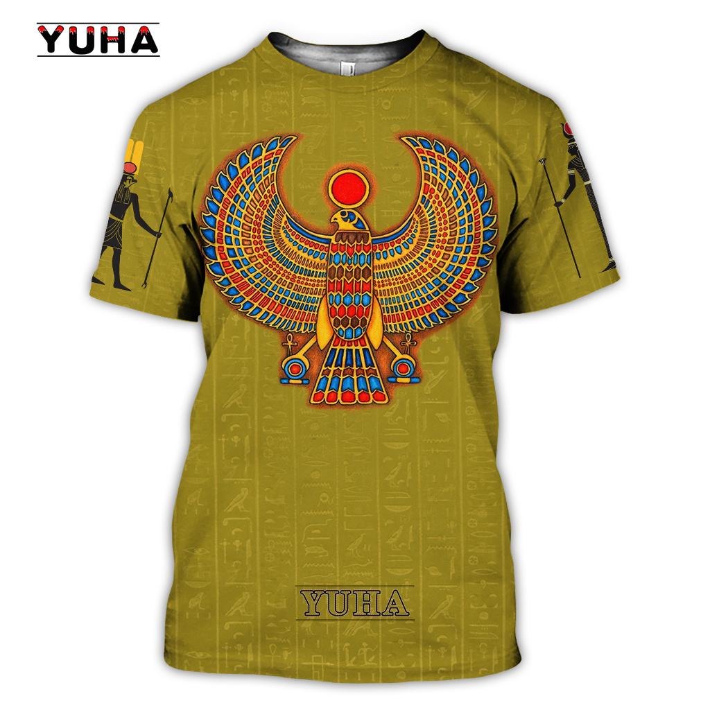 Men's T-shirt Summer Retro Style Fashion Egyptian Pharaoh Print Short Sleeve Tee Shirts Quick Dry Men's Crew Neck Loose Tops