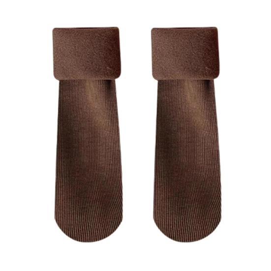 

1 пара зимних носков, утолщенные плюшевые носки средней длины с высокой эластичностью, нескользящие, не образующие катышков, носки для пола кофейный