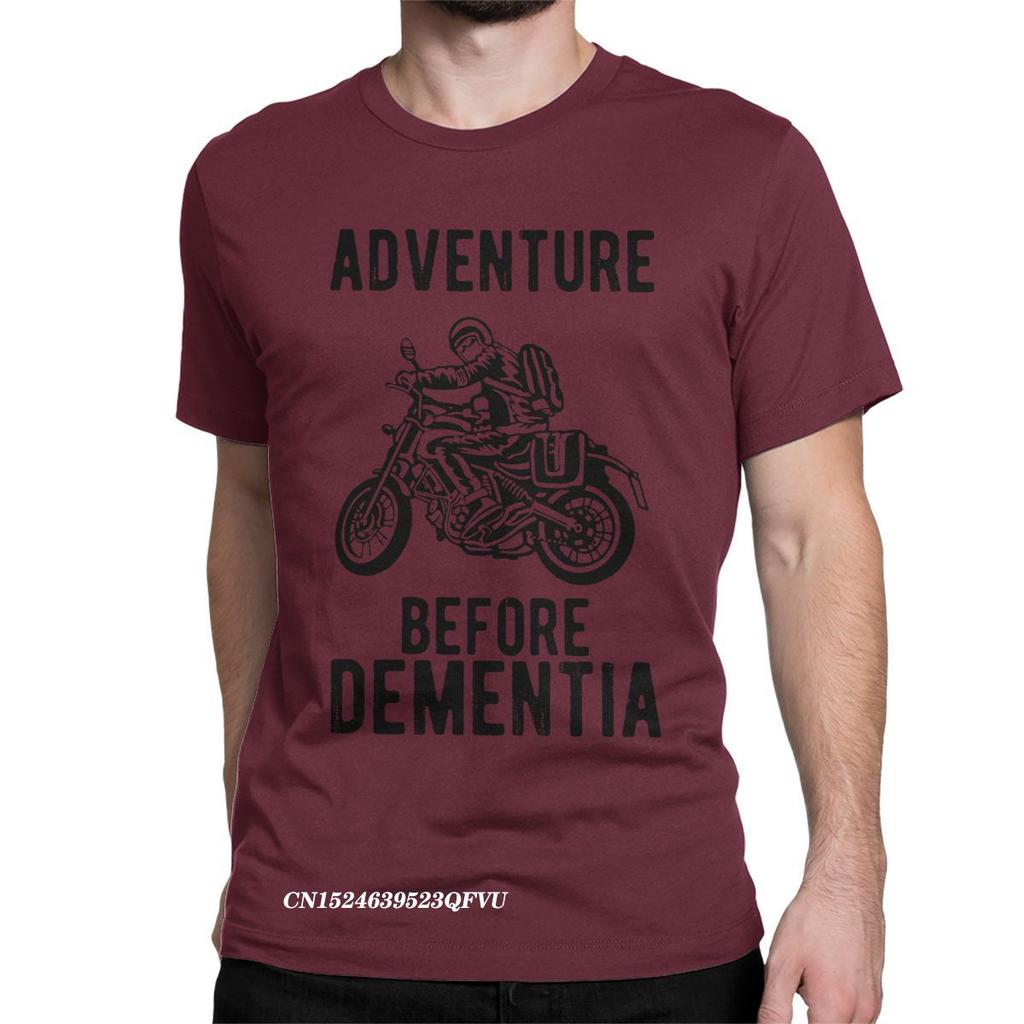Novelty Adventure Before Dementia Motorbike Rider Motorcycle Tee Shirt For Men Premium Cotton Tshirt Racing Speed Tee Shirt