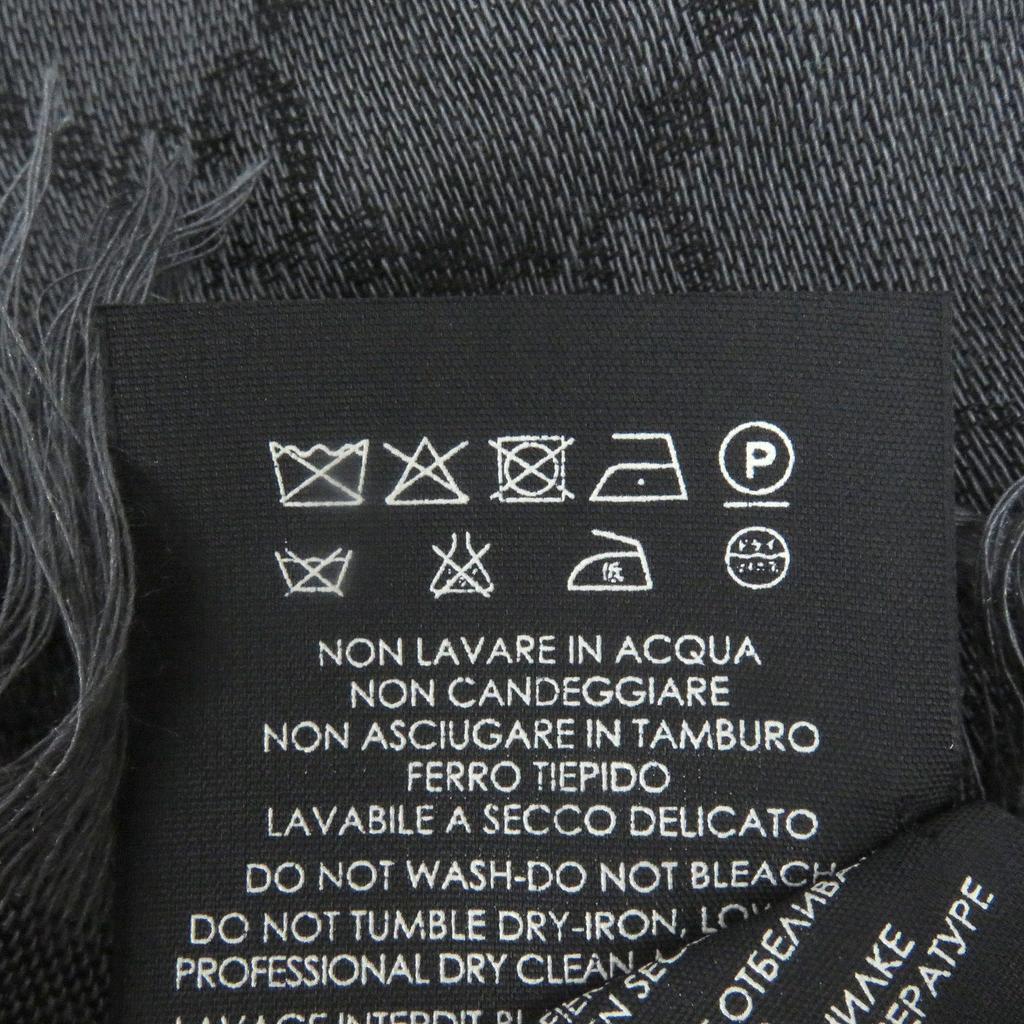 Excellent GUCCI Stall Diamante Check Pattern Fringe gray wool mens 544615 Used