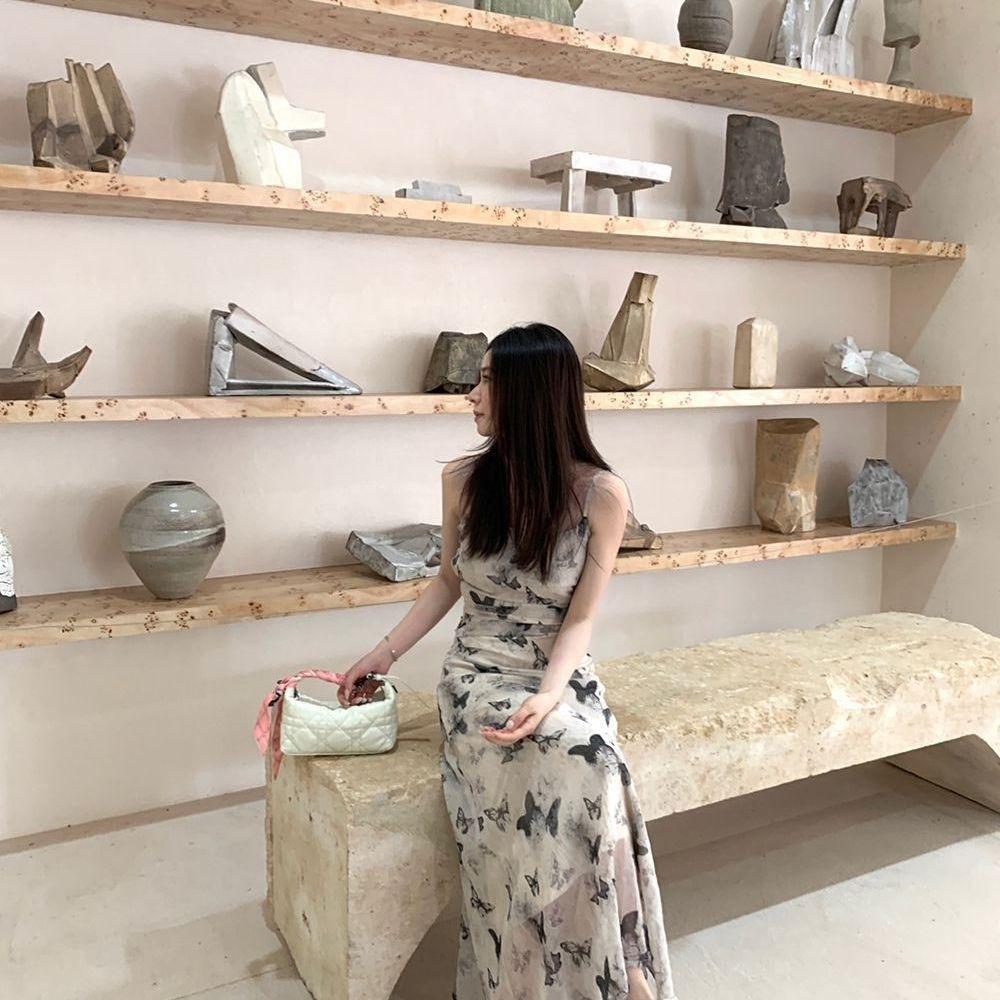 New Chinese ink butterfly printing suspender dress femininity high-end long skirt 2026 summer new