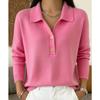 Women S Knitted Buttoned Lapel Loose Casual Long Sleeve Sweater