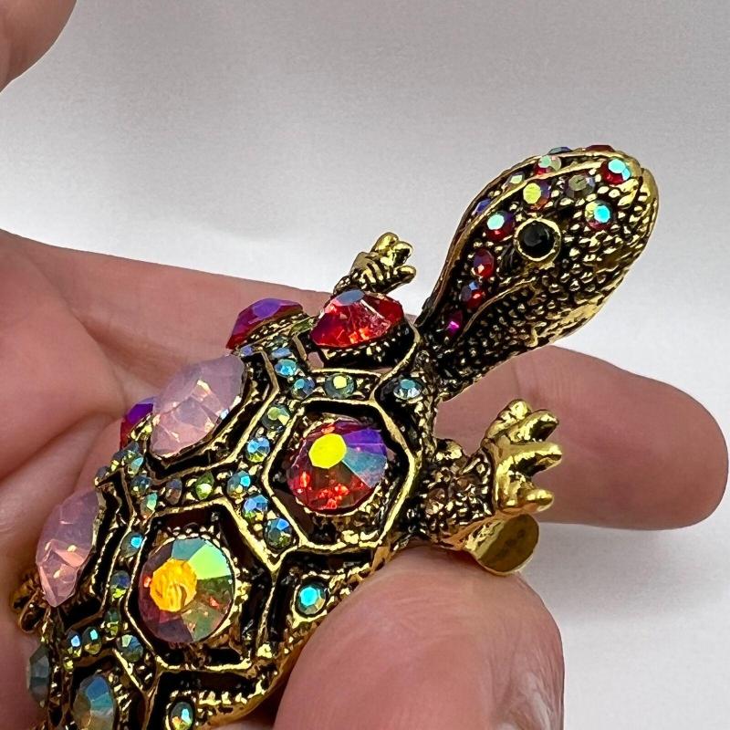 Women's Fashion Diamond Studded Small Turtle Brooch Cute Animal Colored Vintage Brooch Personalized Brooch Accessories