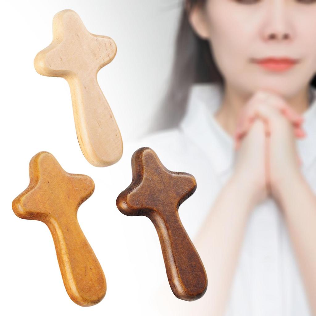Wooden Cross Hand Cross Home Prayer Palm Size Religious Decoration Pocket Cross Holding Cross Small for Party Christmas Shelf