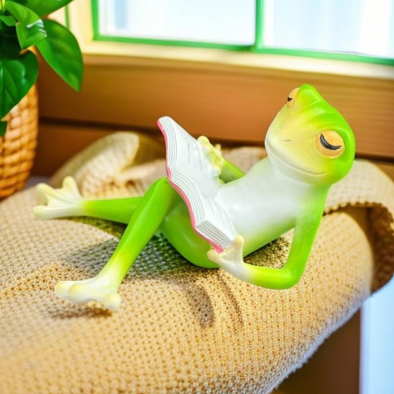 Reading Frogs Statues Garden Decors Resin Frogs Outdoor Animal Statue Garden Decoration Frogs Figurine Yard Ornaments