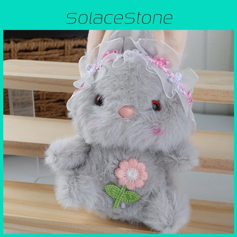 Cute Embroidery Flower Lace Headwear Cartoon Rabbit Plush Toy Pendant For Kids