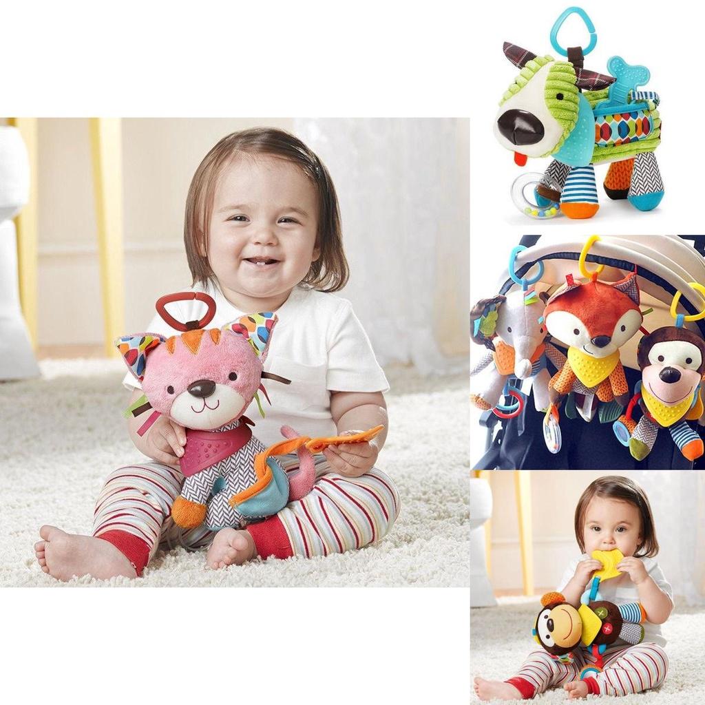 Soft And Colorful Plush Stuffed Toy For Infants With Multiple Textures And Teether For Sensory Play