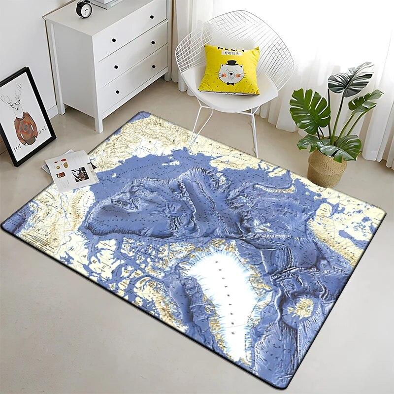 Retro navigace Mapa Vzor Dekorativní čtvercový koberec Moderní dům Obývací pokoj Podlaha Matná Ložnice Koberec Umění Plakát Podložka Vějíře Dárek