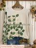 Versatile Round Neck Full Print Long Sleeve Loose Fashion Knit Top