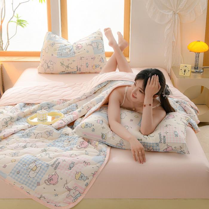 Pătură Nouă cu Imprimeu Floral de Primăvară Vară Moale Confortabilă Matlasată Pături Simple Duble Pătură pentru Pat Plapumă Tricotată Subțire