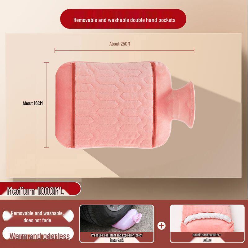 

Утолщенная взрывобезопасная грелка для горячей воды - Теплый компресс для живота, кровати, ног и рук, доступна в большом и малом размерах.