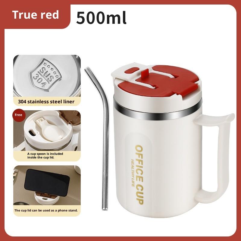 Cold Water Drinks Tumbler Tea Milk Cup 304 Stainless Steel Coffee Mug With Spoon Double Wall Thermal Stainless Steel