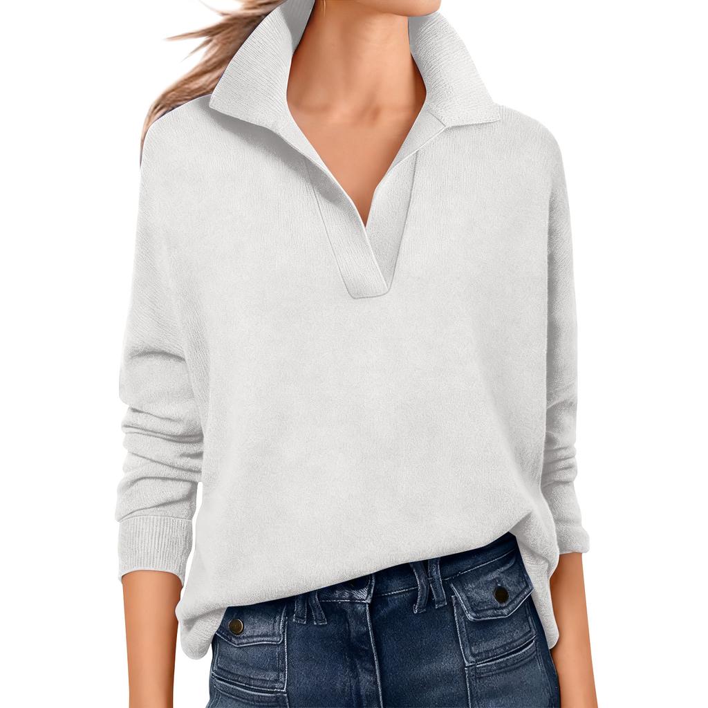 Women's Fashion Long V-neck Pullover Knitted Sweater Top