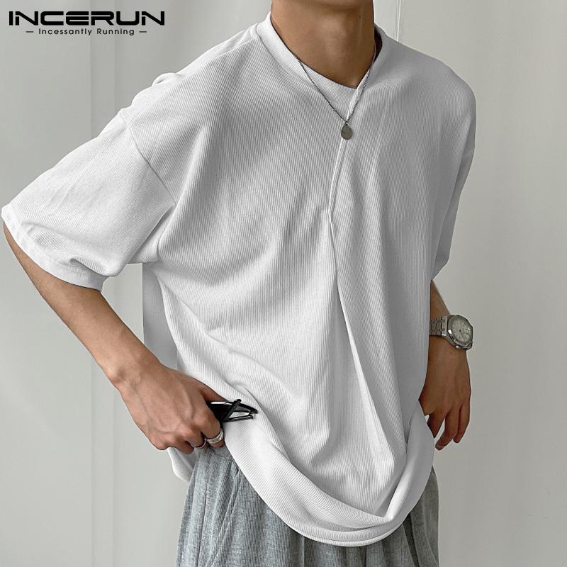 

INCERUN Летние мужские базовые топы Свободные с короткими рукавами