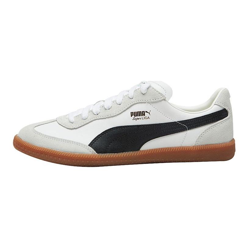 Puma Super Liga OG Retro White Black Unisex Sneakers Team-Gold 356999-12