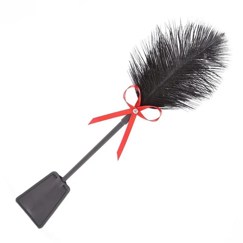Feather Tickled Whip Erotic Punish Leather Spanking Paddle Play Flogger Sex Toys For Couple Woman Lover