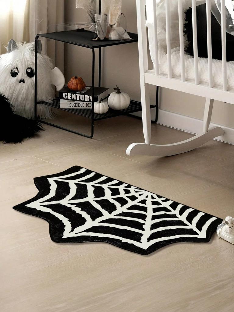 Halloween-Themed Carpet, Festive Decoration, Spider Web Doormat, Insulated And Warm, Entrance Door Mat, Bathroom Mat