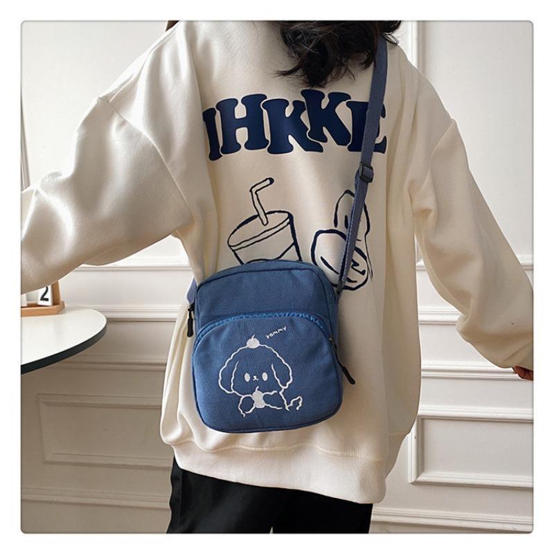 Japonský Harajuku styl kreslená plátěná taška korejská minimalistická crossbody peněženka pro studenty