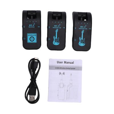 2,4 GHz Drahtloses Gitarrensystem Wiederaufladbares Gitarren-Sender-Empfänger-Set Plug and Play 48K 16bit Echtzeit