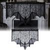 Gotische Halloween Tischdecken Türvorhang, Spitze Spinnennetz Kaminabdeckung, Gruseliges Skelett Hexe Komplette Dekoration Fledermausdruck Fenster Vorhänge für Zuhause