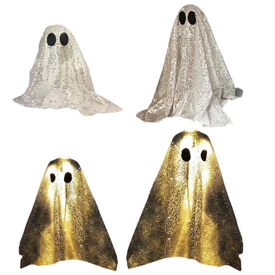 Sequin Fabric Ghost Tabletop Decor Halloween Shiny Ghost Figurine for Halloween Bedroom Desktop Home Decor
