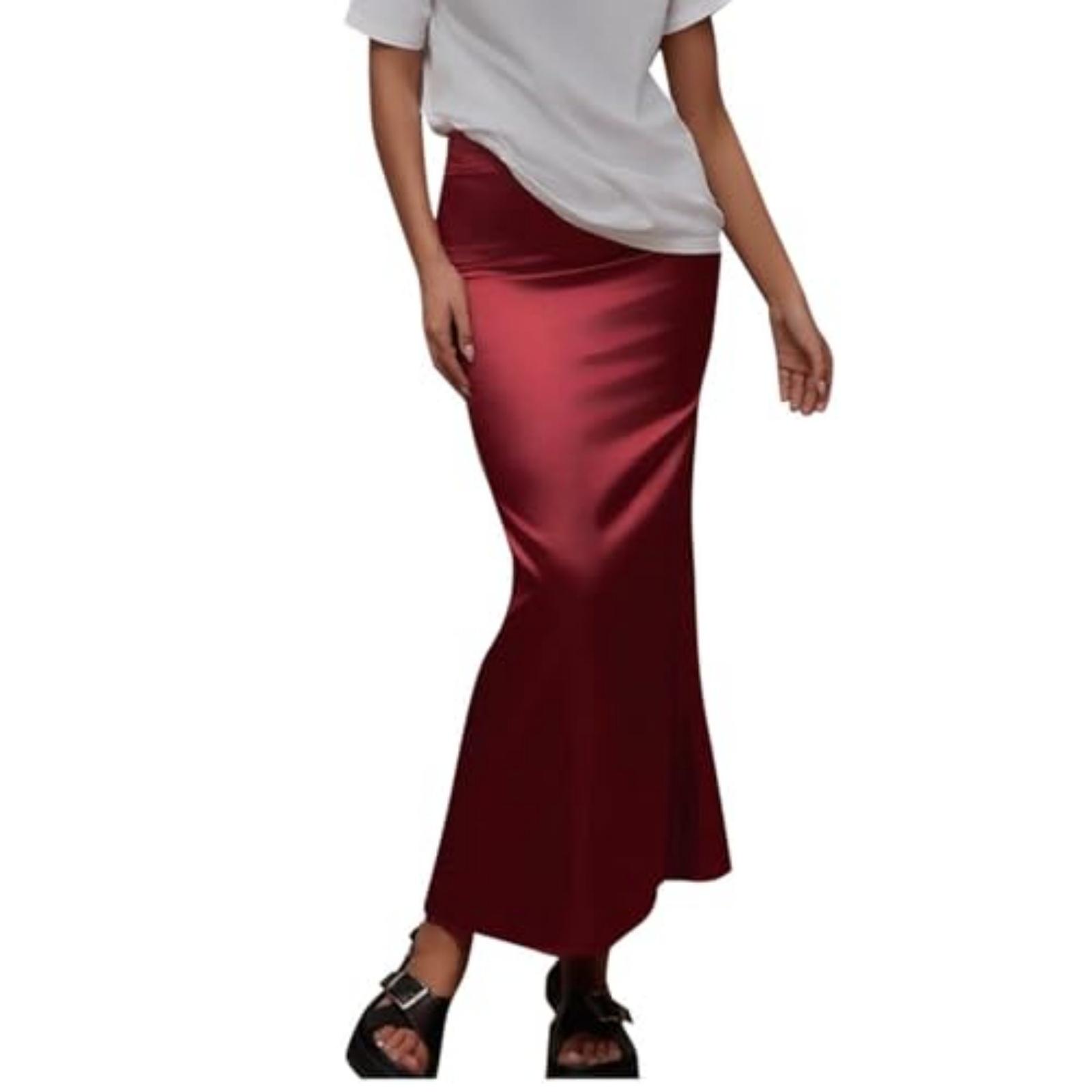

Women s Fashionable Casual -color Skirt XL винний