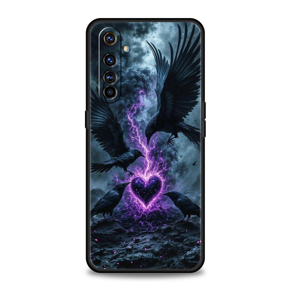 Black Raven Soft TPU For Realme 13 12 11 10 9 Pro Plus GT3 GT2 C21 C25 C35 C53 C55 C67 Pro 5G Phone Case Cover Fundas Capas Bags