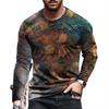 Casual Rose 3D Digital Printing Men'S Casual Fashion Long Sleeve Crew Neck T-Shirt
