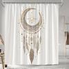 Cortină de duș Semiluna Cerească - Designuri Geometrice Aurii și Farmece Boeme, Decor Mistic Artă pentru Baie