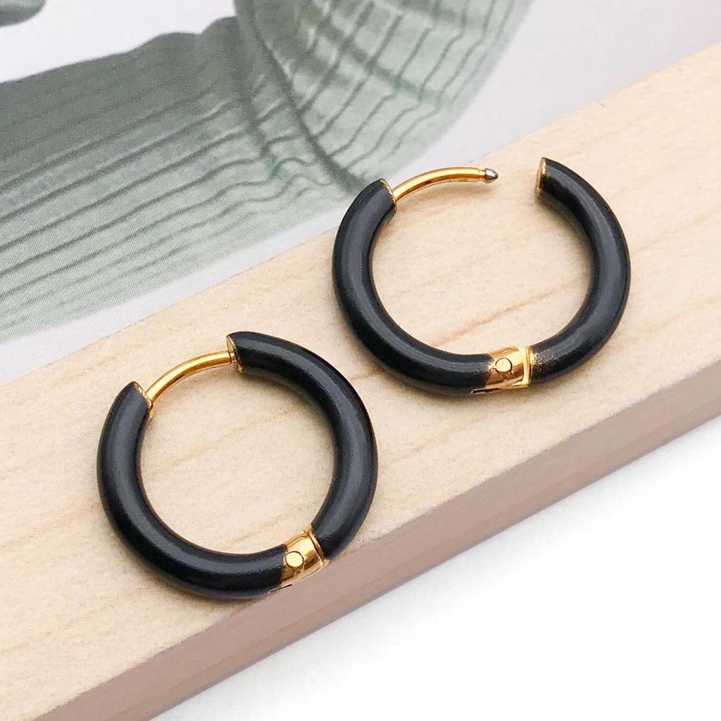 Stainless Steel Enamel Drip Earrings: U-Shaped Geometric C-Studs, Titanium Steel DIY Accessories