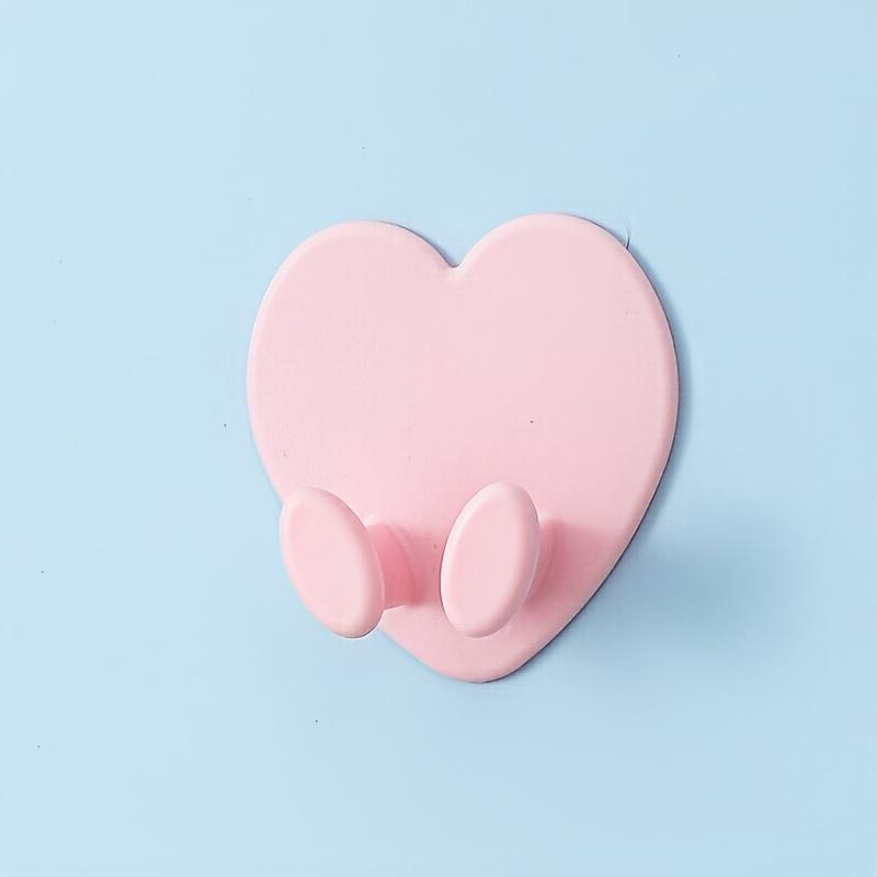 

2pcs Heart-Shaped Adhesive Wall Hooks in White - Strong, Waterproof, Easy to Install - Ideal for Keys, Towels, Bathroom Supplies & Cable Management
