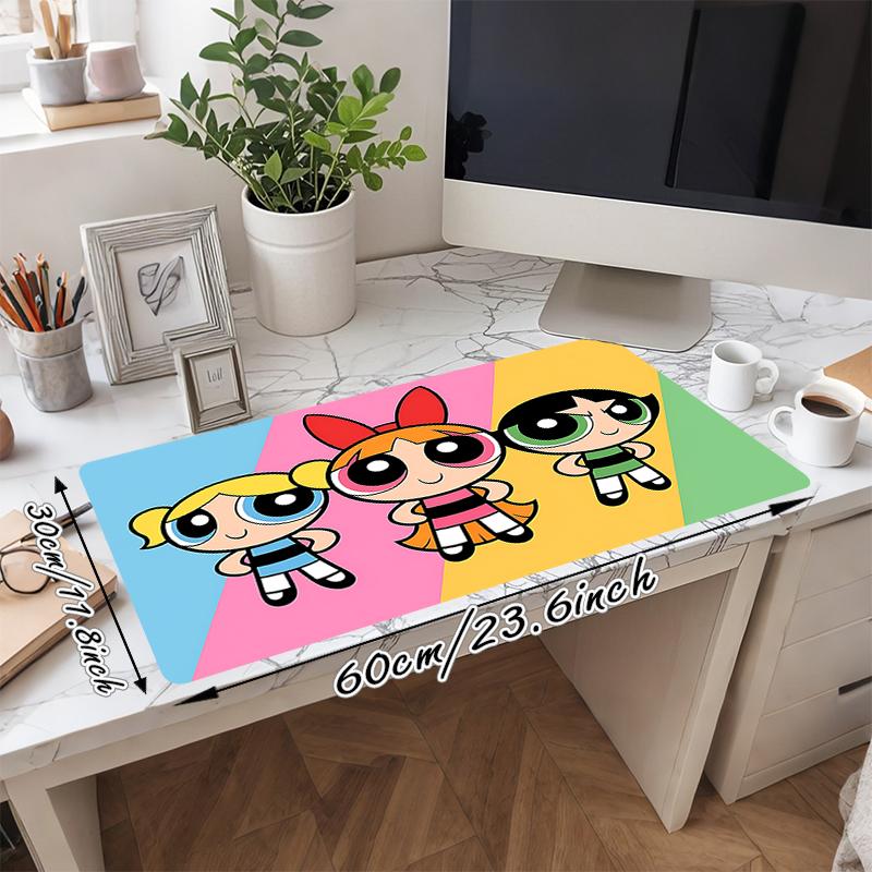 1Pc Powerpuff Girls Adventure Gaming Mouse Pad Keyboard Desk Mat Non-slip Rubber Lock Edge Waterproof Computer Mousepad for Office Home Decor Y1397