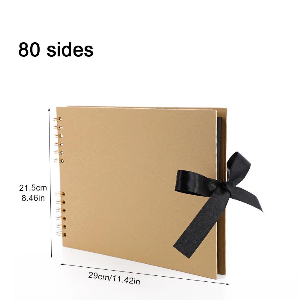 ZK20 80 Schwarze Seiten Erinnerungsbücher DIY Bastel Fotoalben Scrapbook Einband Kraft Album für Hochzeitsjubiläumsgeschenke Erinnerungsbücher