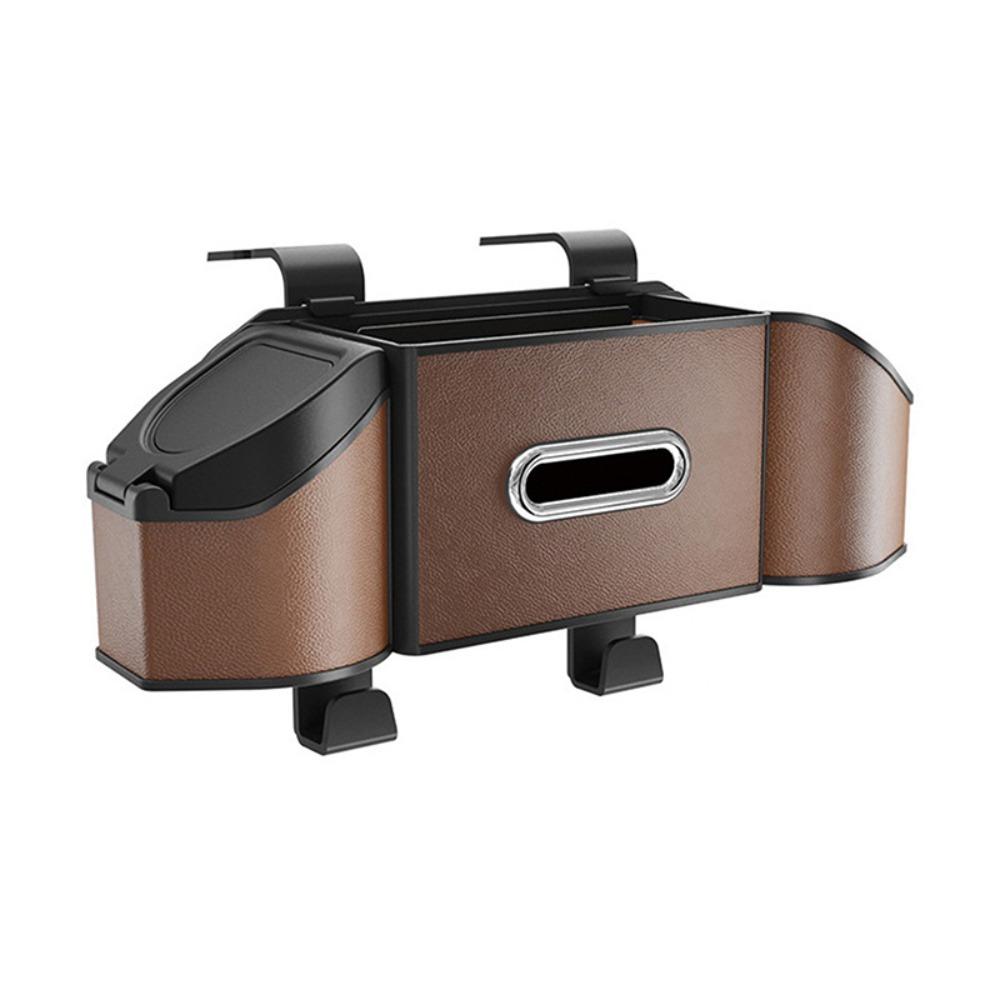 

С крючком Многофункциональный автомобильный органайзер 7 в 1 Заднее сиденье автомобиля Подстаканник Мусорное ведро Автомобильный интерьер коричневый