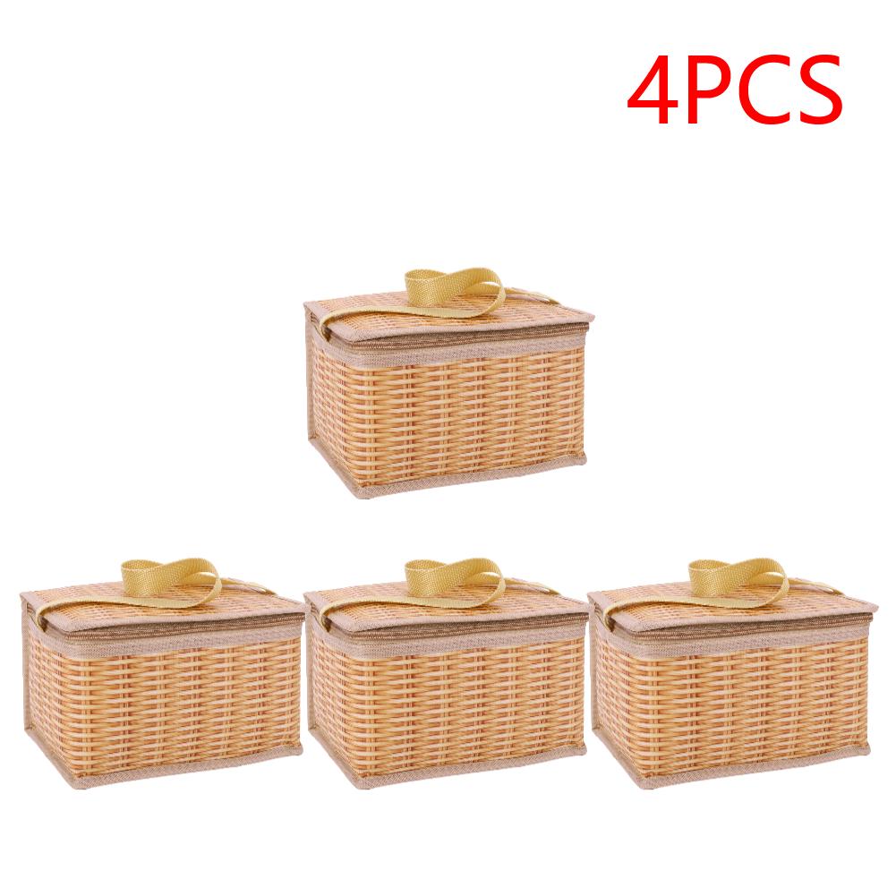 2-10PCS Outdoor Wicker Rattan Picnic Bag Waterproof Tableware Camping Picnic Baskets