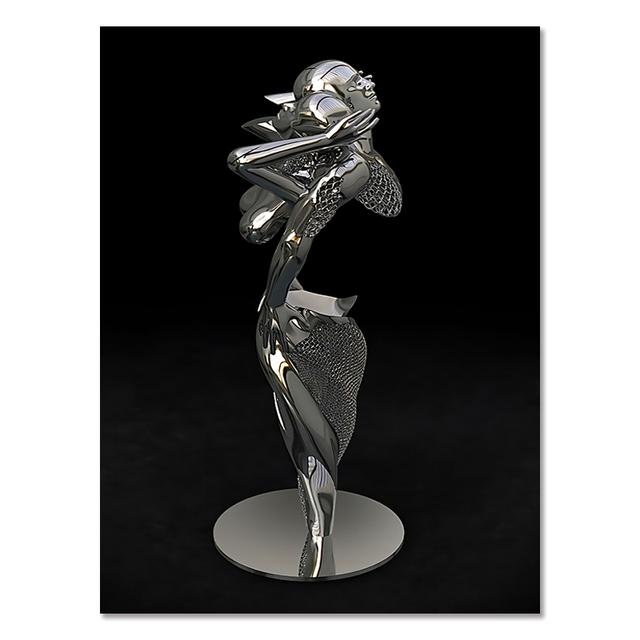 JNAOZI Ensemble 3D Amour Câlin – 2 Posters Sculpture Métal & Toile Romantique Abstrait 50x70 Cm (Sans Cadre) – Décoration Murale Couple Passionné