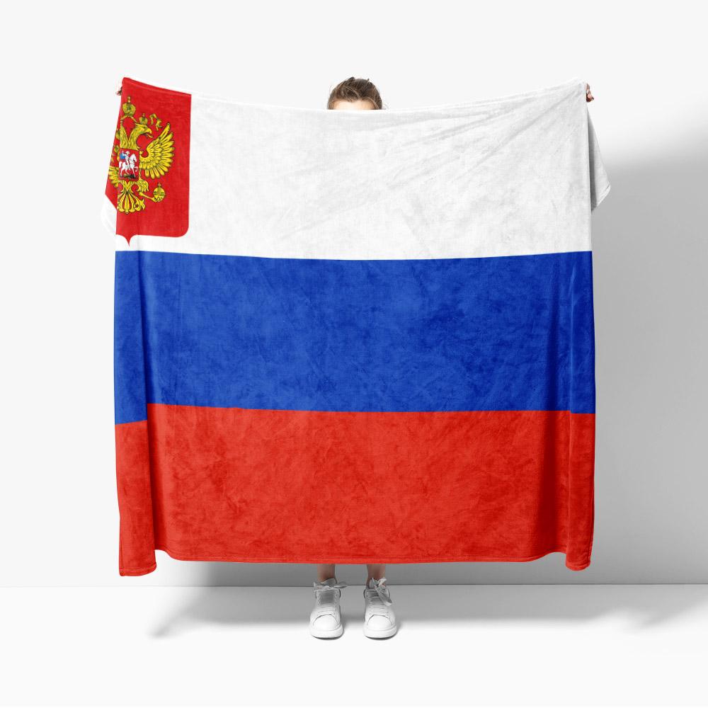 Russia Emblem Flannel Blanket Russian Federation Flag Blanket Cozy Soft Lightweight Warm 30x40inch 40x50inch for Couch Sofa Bed