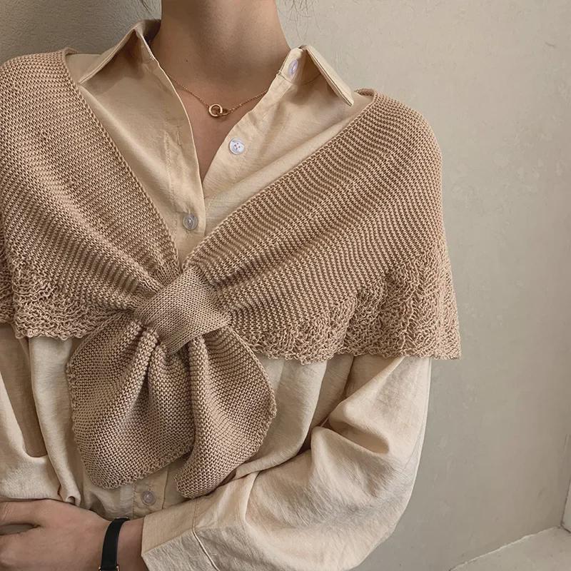 Women's Knitted Korean Cloak: Versatile Office Scarf & Shawl