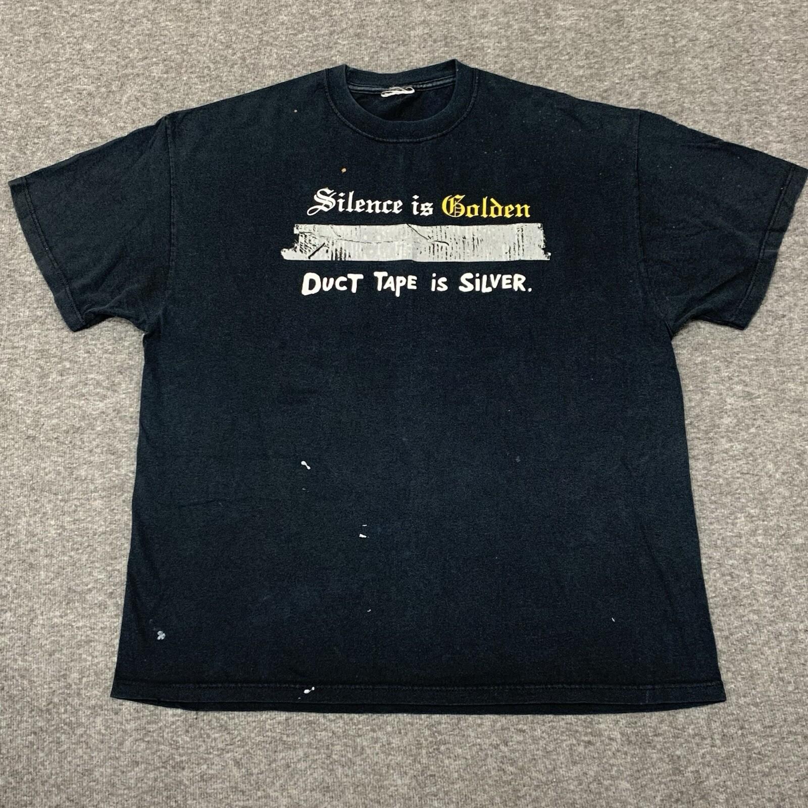 Silence Duct Tape Funny Black Tee Size XL Y2K M