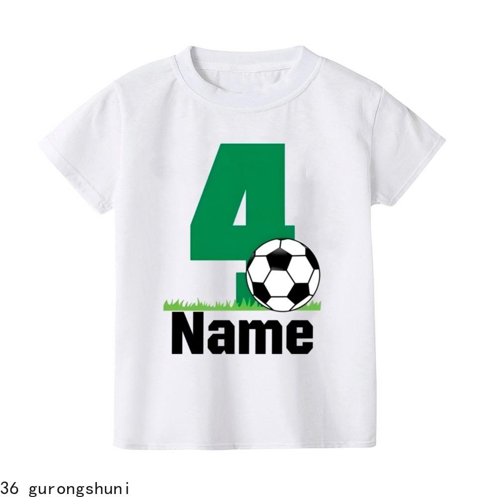 

Персонализировать Имя Бесплатно Футбол Номер на День Рождения 1-9 Принт Детская Футболка Детская Футболка Короткий Рукав Модная Футболка Топ Летняя Одежда 120