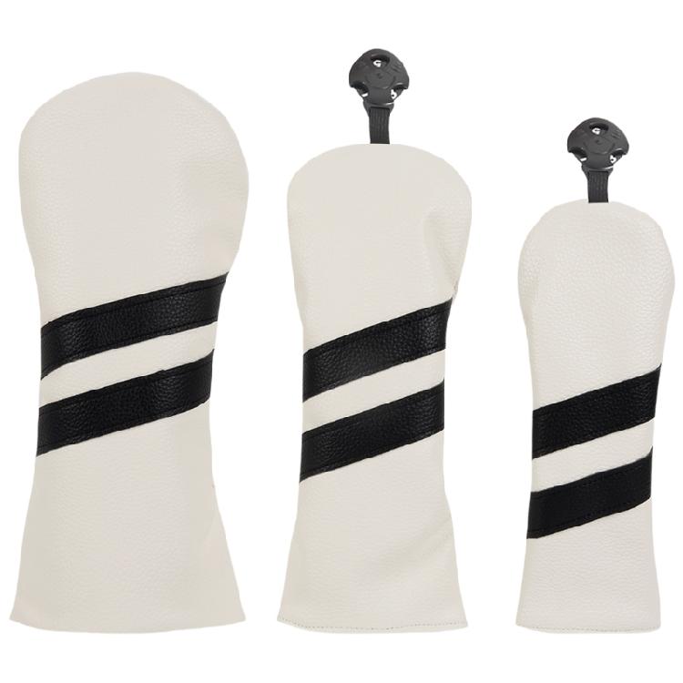 3Pcs Stripe Pattern Fairway Wood Head Cover PU Leather Golfs Club Head Cover Golfs Driver Fairway Hybrids Head Cover