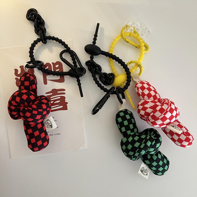 Hand Strap Silicone Print Pendant Grid Mobile Phone Case Keychain Bag Gifts