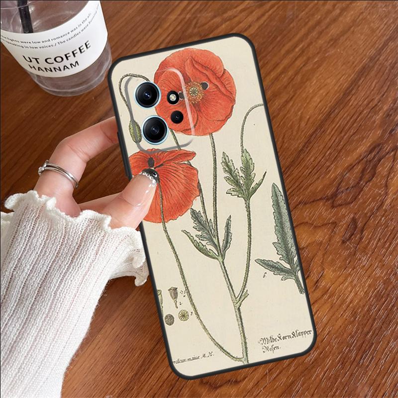 

Ботанические рисунки цветы чехол для Xiaomi Redmi 12C 13C 14C 10C Redmi Note 13 Pro 14 12 11 9 10 9S 10S 11S 12S крышка For Redmi 9C