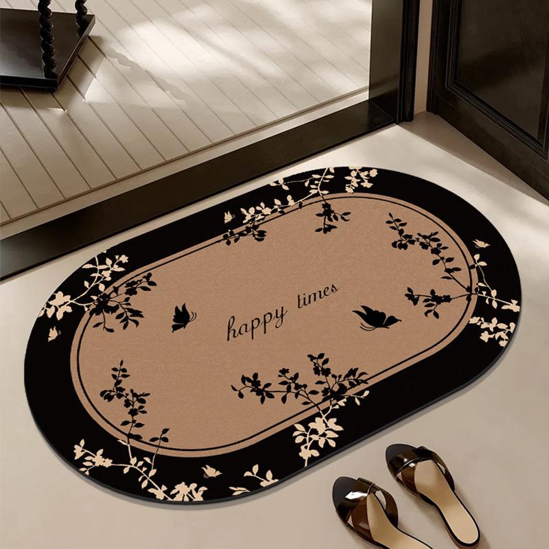 Medieval Style Diatom Mud Floor Mat, Bathroom Water-Absorbing Quick-Drying Non-Slip Floor Mat, Bathroom Door Dirt-Resistant And Easy-To-Take-Care