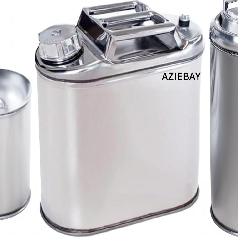 AZIEBAY Emergency Carry , Light Gasoline with Nozzle, Stainless Steel Sheet Thick, Commercial and Storage