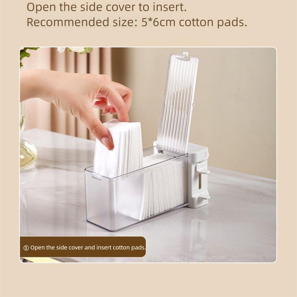 Transparent Covered Automatic Cotton Pad Dispenser Press Type Makeup Cotton Pad Organizer  Home