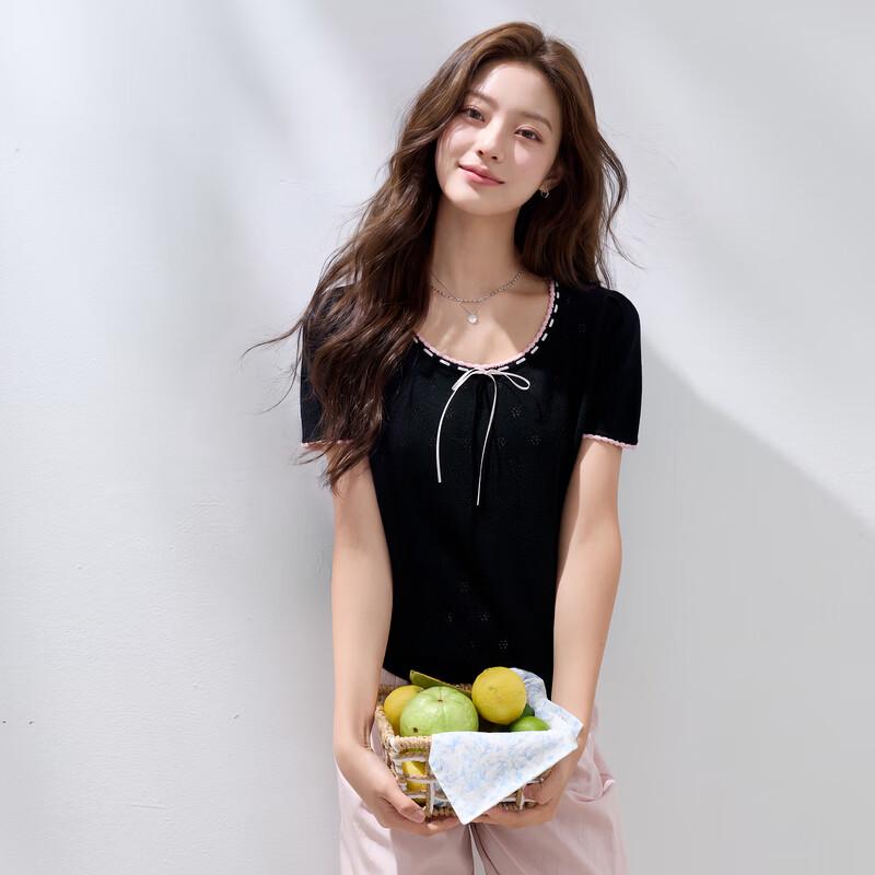 Women's Plus Size Autumn Knit Top with Bow Tie Detail