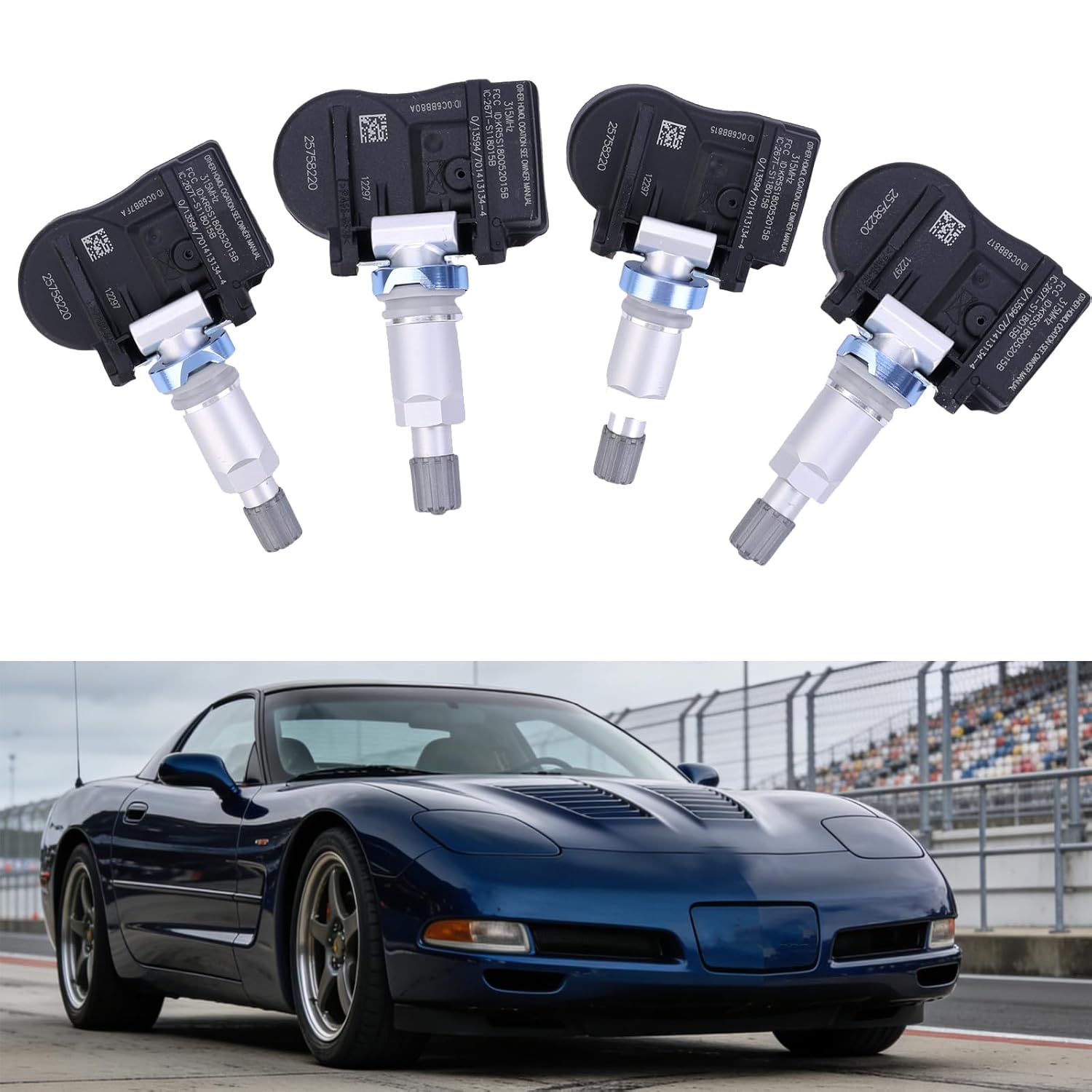 

10438853 4 Pcs TPMS Sensors Tire Pressure Monitoring Sensors 315MHz Pre-Programmed TPM39A, Fit for Chevrolet Chevy Corvette 1997 1998 1999 2000, All