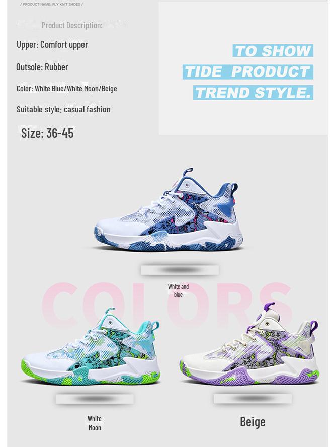 Wysokie buty do koszykówki Venom James Kobe Memorial dla mężczyzn, wydające głośny dźwięk tarcia na betonowej podłodze.