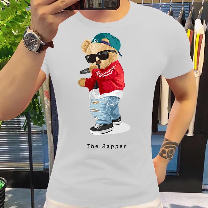 

Смешные футболки с изображением медведя-скейтбордиста Футболка Harajuku Streetwear Футболки из хлопка Модные футболки с коротким рукавом Believe RICH BOY Футболки Одежда XXXXXL чистый